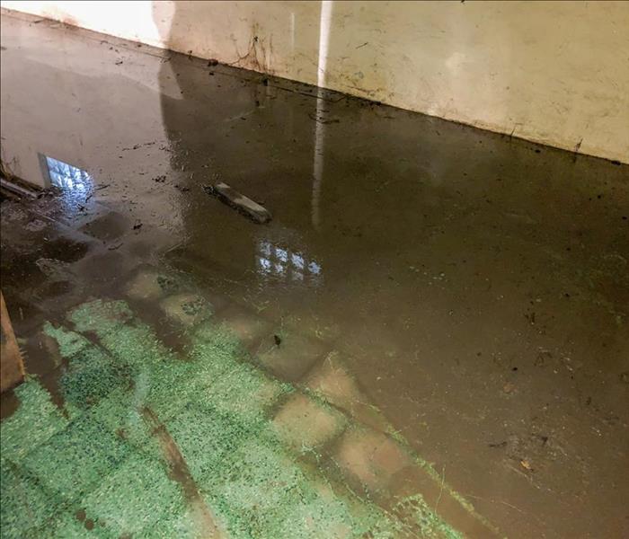 Flood water on the floor of a Mount Prospect business